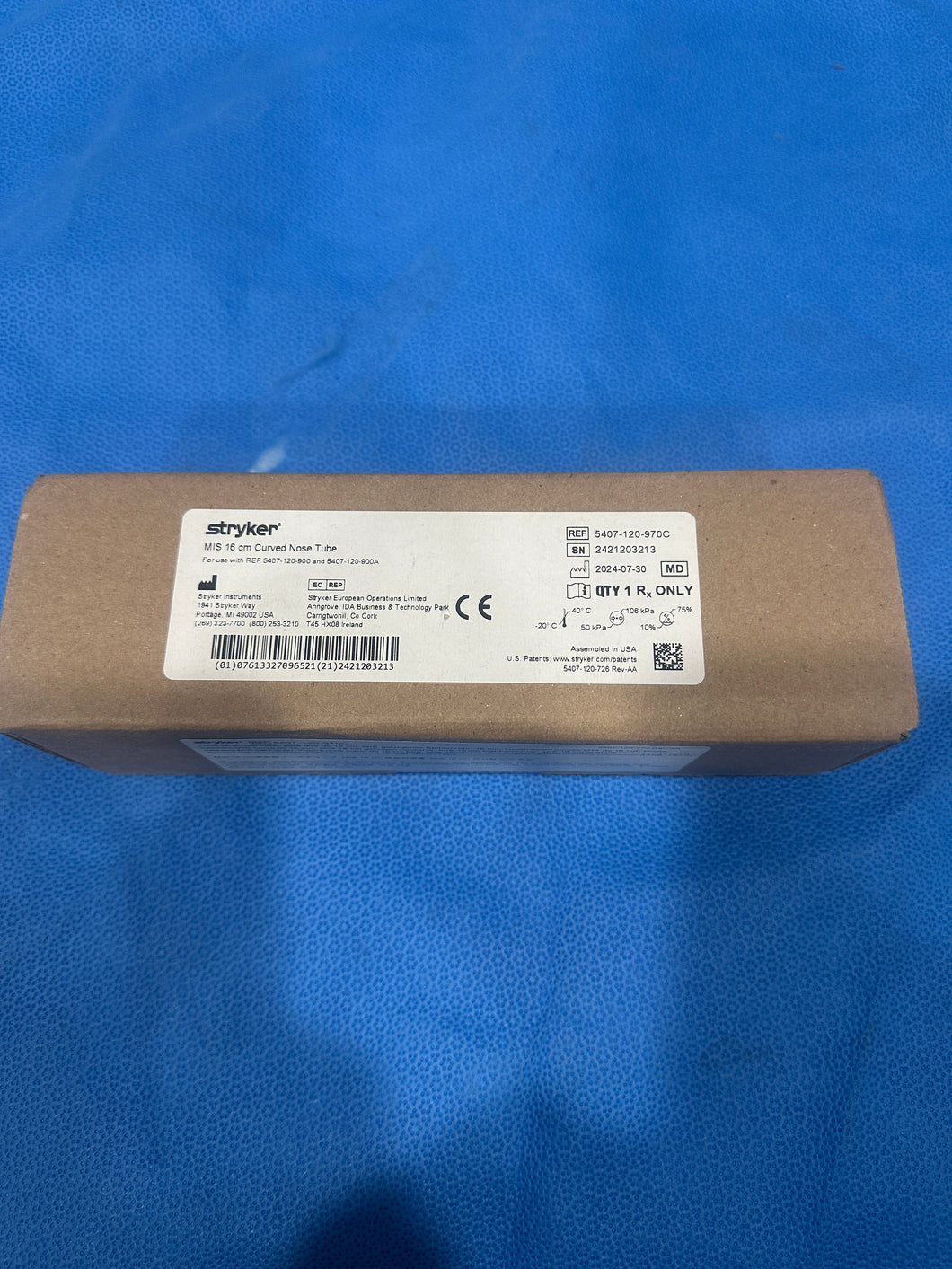 Stryker 5407-120-970C 16cm MIS Curved Nose Tube Color Band: Brown